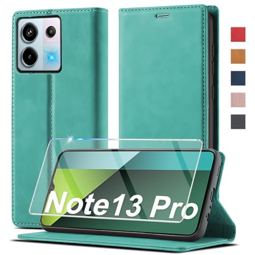 Ailicici für Xiaomi Redmi Note 13 Pro 5G Hülle Leder, Mit Schutzfolie, Handyhülle für Xiaomi Redmi Note 13 Pro 5G Klapphülle Klappbar, Leder Flip Kartenfach Wallet Case Cover Schutzhülle