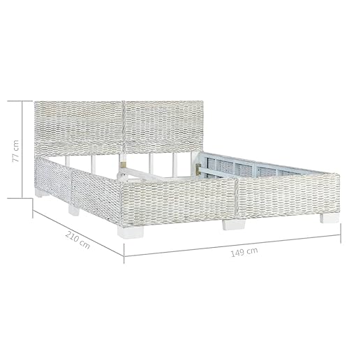 Betten & Bettrahmen Bettgestell Grau Natur Rattan 140x200 cm Möbel – Bild 3