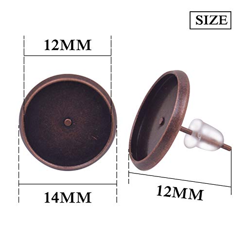 Bronagrand 50 Pieces Stainless Steel Stud Earring Cabochon Setting Post Cup For 12Mm And 50 Pieces Clear Rubber Earring Safety Backs #TOP5
