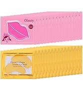 30 Pairs Lip Masks & Eye Masks,24K Gold Gel Crystal Collagen Eye Patches for Puffy Eyes,Effective...