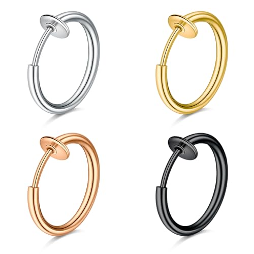 QWALIT Fake Lip Ring & Piercing Hoop - Snake Bites & Clip On Nose Ring