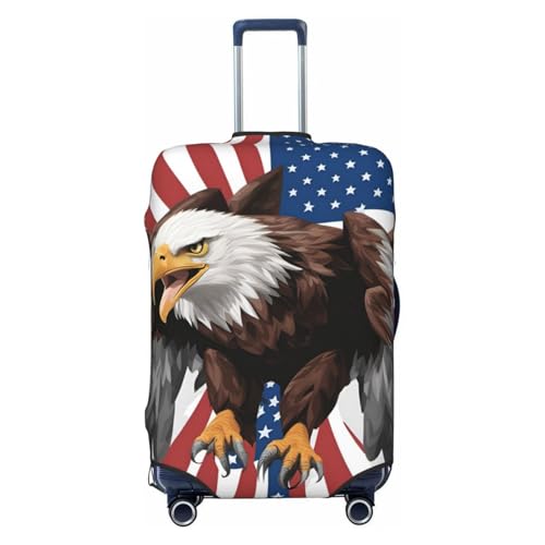 Eagle with USA Flag Print Suitcase Covers Personalized Luggage Protector Elastic Washable Travel Gear Cover