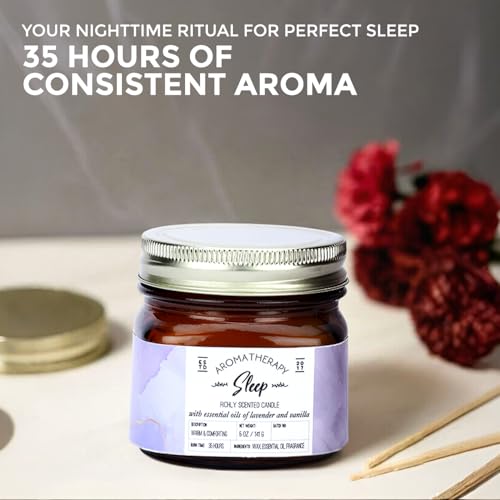 Image of Welburn Veda&Co Scented Wax Candle - Induces Sleep | Aromatherapy Jar Candle for Home Decor | Enhance Your Mood | Enhance Your Space with Soothing Scents (35 Hours Burn Time, 141gm),