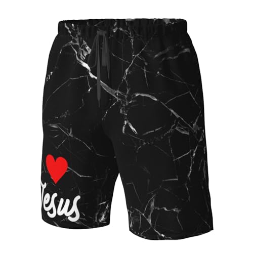 Jesus - I Love Jesus Mens Swim Trunks Board Shorts Quick Dry Swim Shorts Summer Swimsuit Beach Shorts with Pockets4