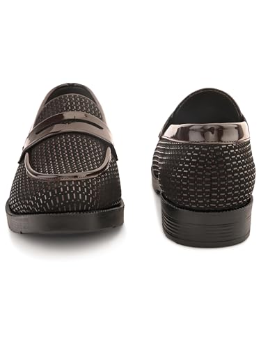 Image of STANPHORD Mens Loafers Men Brown Textured pu Round Toe Formal Slip on Moccasins Comfortable Durable Loafers Shoes