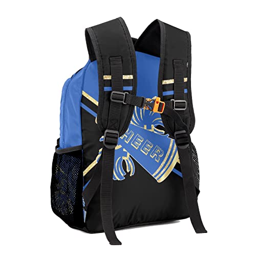 Customized Cheer Blue Black Cheerleaders Waterproof Backpack with Name for Hiking Camping Picnic, 12.2(L)x5.9(W)x16.5(H)inch3
