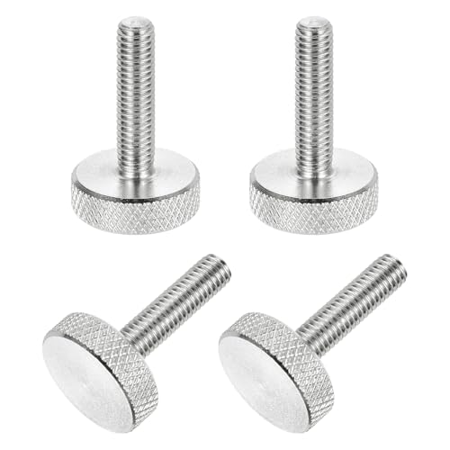 MECCANIXITY 4 Pcs M5x20mm Flat Head Knurled Thumb Screws, 304 Stainless Steel Fully Threaded Thumbscrew Bolts Fasteners for PC Computer Cases Graphics Card, Silver