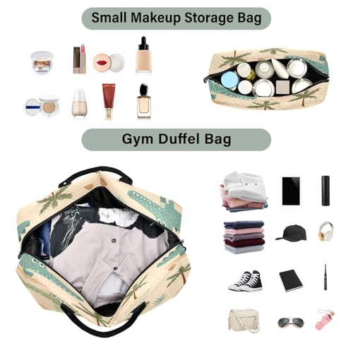 Travel Duffle Bag Weekender Bags Overnight Bag with Toiletry Bag Gym Duffel Bag Alligator Palm Leaf for Travel Business Trips Sport4