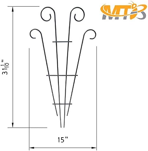MTB Silver Coated Wave Pot Trellis Panel 31'' Plant Stakes for Climbing Plants (Pack of 2)
