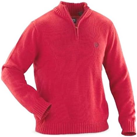 Chaps Mens 1/4 Zip Thick Cotton Pullover Sweater Size Large Burnt Orange