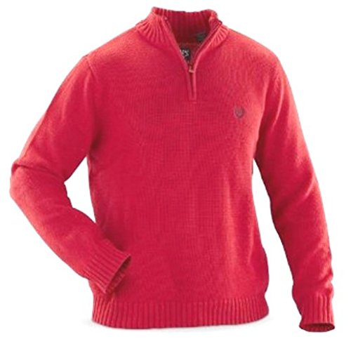 Chaps Mens 1/4 Zip Thick Cotton Pullover Sweater Size Large Burnt Orange