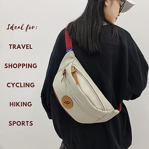 Image of Tressential Waist Bag for Men Women | Cross Body Fanny Pack for Hiking, Travel, Camping, Outdoor Sports, Cycling | Money Belt with Adjustable Strap (White)