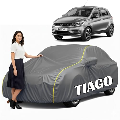 Image of 100% Waterproof Car Cover for Tiago (All Models & Years) - Custom Fit with Mirror Pockets, Triple-Stitched, Soft Inner Lining, UV & Heat Resistant, Outdoor /Indoor Protection