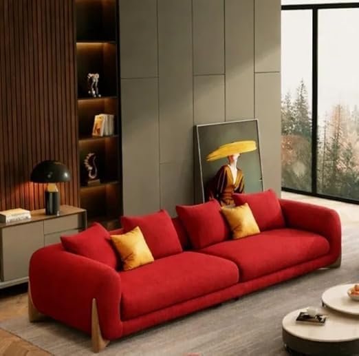 BHARATCITY Furniture Modern Classic Premium Stylish Teak Wood Roll Arm Classic Chesterfield for Living Room Office & Lounge-image-19