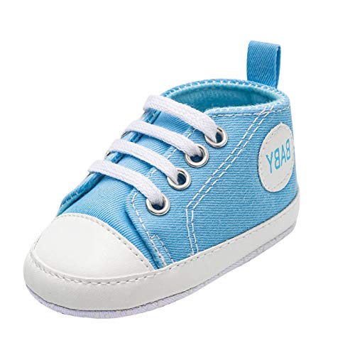 Sunbona (TM) Soft Sole Baby Toddler Shoes 0-1 Year Old Baby Indoor Shoes 9 Colors Available First Walkers Canvas Denim Shoes (0-3Months, Sky Blue)