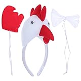 BESTOYARD Disfraz de Gallo para Niños Diadema Animal Conjunto de Orejas Animal Cola y Pajarita Traje de Costume para Halloween Fiesta 3 Piezas Gallo
