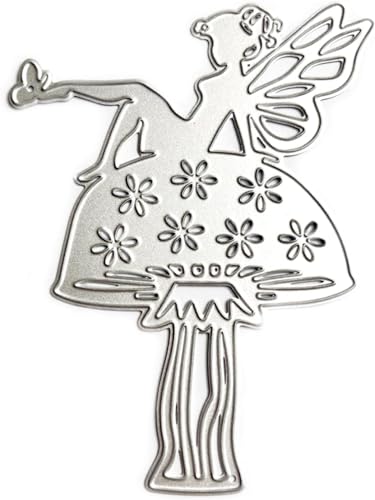 Corte de cogumelo para fazer cartões, moldes de corte de metal Little Fairy Parabéns, cortes, modelo