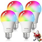 Peteme Smart WiFi Alexa Light Bulb, Led RGB Color Changing Bulbs, Compatible with Alexa, Siri, Echo, Google Home (No Hub Required), E26 A19 60W Multicolor (4 Pack)…