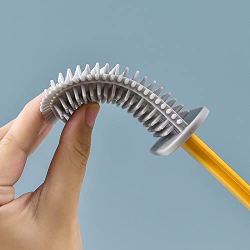 Brosse WC silicone nettoyage 360 degrés balayette bleue avec socle