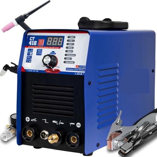 EDEDE Soldador, Cortador de Plasma 4 en 1, máquina de Soldadura CT418 TIG MMA Cut HF Pulse DC inversor CNC, Cortador de Plasma for Metal