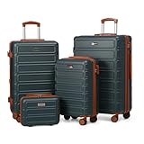 AAIVV 4 Piece Luggage Set Expandable ABS Travel Suitcase Set TSA Lock Hardshell Durable Lightweight Traveling Luggage Sets Gift for Back to School (Amy Green, 28in26in20in13in)