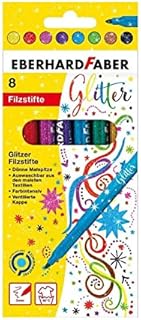 Eberhard Faber 551008 Glitter Felt Pens in 8 Bright Colours, Lead Thickness 3 mm, Washable in Cardboard Case, for Decorating, Drawing, Crafts and Writing