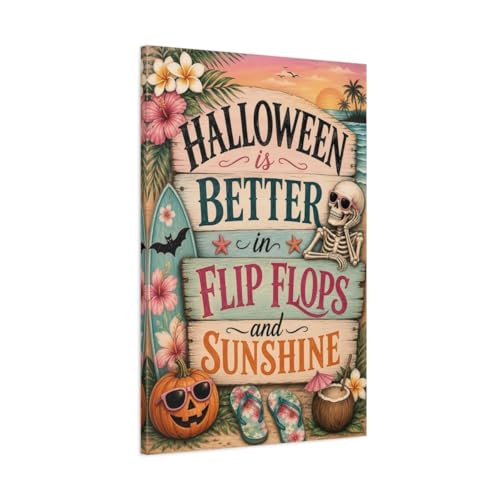 Impression toile Halloween plage decoration murale originale