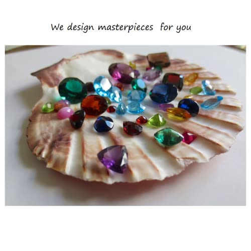 Designer 14K White Gold with Genuine Gemstones 6mm Round Blue Topaz/Amethyst/Garnet with Diamond Accents Drop Earrings, Fine Women Jewelry3