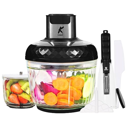 KONNEKT QuickBlend 2-in-1 Blender | Dual Speed & Capacity - 2.5L & 300ml | Electric Food Processor | Triple Stainless Steel Blade | Ideal for grinding and mincing Garlic, Onions, Meat and Baby Food
