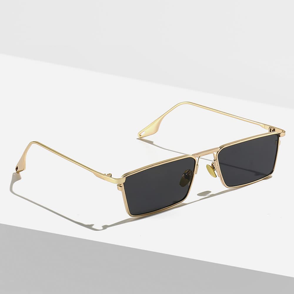 Petites lunettes de soleil rectangulaires pour homme et femme Verres en métal Vintage Monture Sport Dropship Lunettes UV400