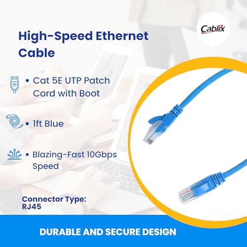 Cable de red Cat 5E UTP Patch Cord 1ft Azul miniatura 2
