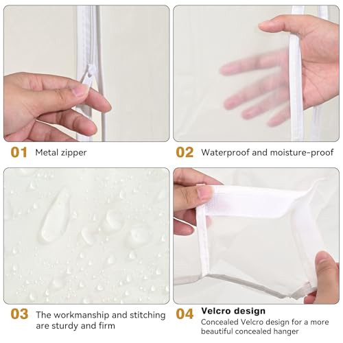 ZWMY Staubdichte Kleidersäcke,80 x 60 x 120 cm Transparente PEVA Kleiderhülle Große Kleiderschutzhülle für Kleidung mit Reißverschluss… – Ansicht 3