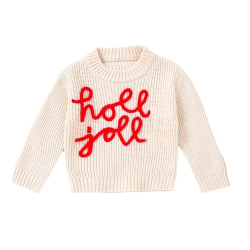 Toddler Boys Girls Christmas Embroidered Knit Sweater Long Sleeve Pullover Sweatshirt Winter Warm Tops