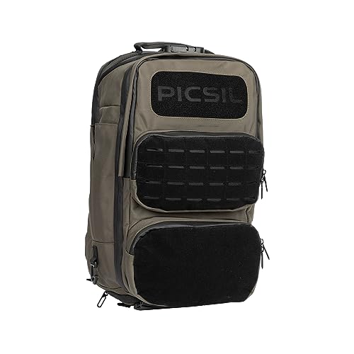 PICSIL Mochila Tactica Maverick 40L, Mochila Militar Impermeable con Bolsillo Termico, Puerto de Carga USB, Compartimiento para Portatil, Dispositivo de cierre de Seguridad (Verde)