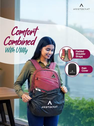 Image of Aristocrat Stan 15.6 inch Compatible Laptop Backpack 32L | 3 Compartments with Quick-Access Front Pocket | Tablet Sleeve, Rain Cover & Bottle Holders | Office & Casual Backpack for Men & Women