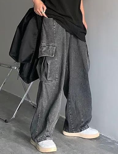 Y2k Baggy Cargo Jeans Men Wide Leg Skater Jeans Hip Hop Denim Cargo Pants for Men2