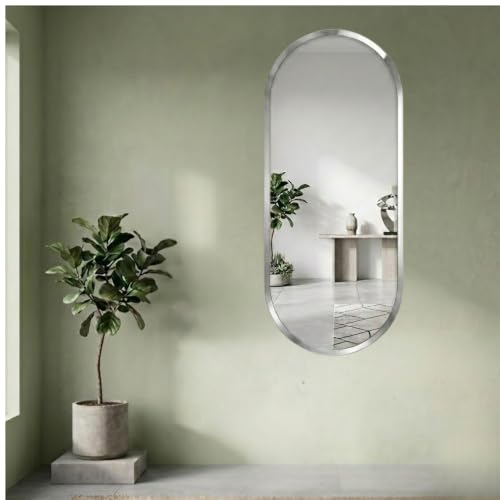 Image of Creative Arts n Frames 5mm Full Length Long Beveled Smooth Edges Frameless Rectangular Wall Mount HD Mirror Home Decor Items (18X42 inch Capsule HD Mirror)