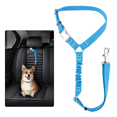 Plutus Pet Dog Seat Belt for Car Headrest, Reflective with Elastic Bungee