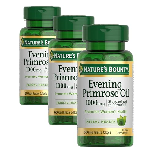 Nature's Bounty Primrose Oil 1000mg, Promotes Women's Health, Herbal Supplement, Gluten Free, Rapid Release,60 Softgels (Pack of 3) - image 1