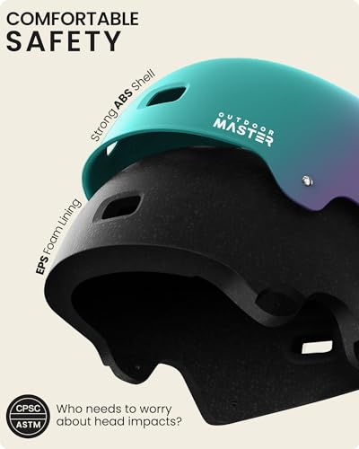 OutdoorMaster Skateboard Cycling Helmet - Two Removable Liners Ventilation Multi-Sport Scooter Roller Skate Inline Skating for Kids, Youth & Adults - M - Fuschia Teal