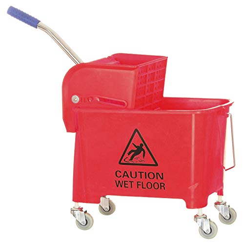 Image of Mini Mop Bucket Wringer Trolley (20 LTR, Red) ABS Plastic Material with Check Duster Cloth Free (GIVE Order Maximum 2 Qty WE Cant DISPETCH More Than 2 Qty