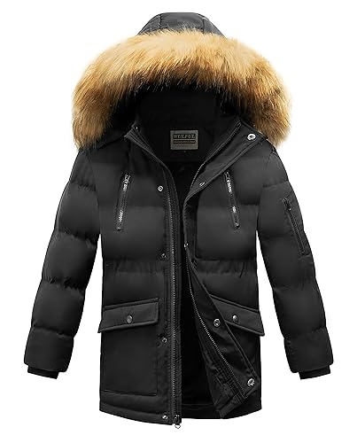 WULFUL Boy's Winter Coat Waterproof Fleece Lined Parka Jackets Kids Hooded Puffer Outerwear