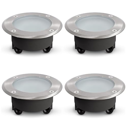 SSC-LUXon 4 pièces VISKOS spots encastrables au sol incl. verre transparent et laiteux plat IP67 praticable - Spot de sol rond GX53 (sans ampoule)