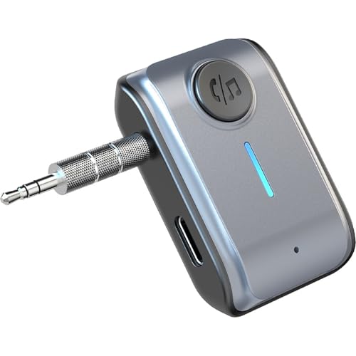Boannice Adaptador AUX Bluetooth para Coche, Receptor Bluetooth 5.3, Llamadas Manos Libres para Car Stereo, Sistema Home Stereo, Auriculares con Cable y Altavoces con Ranura para Tarjeta TF