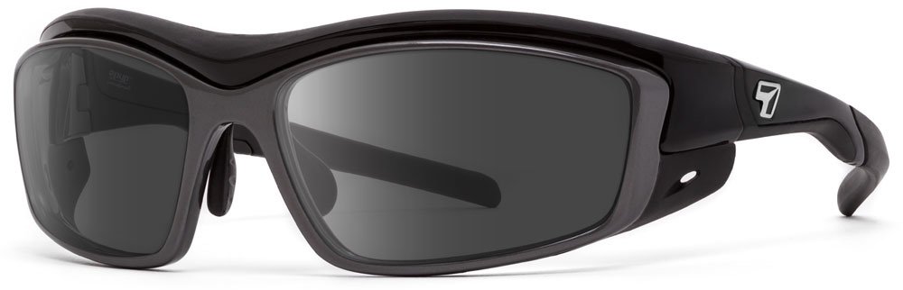 7eye by Panoptx Rocker Interchangeable SharpView Sunglasses, Black Glossy Frame, Gray/Clear Lens, Sm
