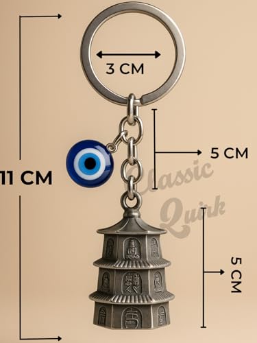 Image of Evil Eye Hooked Guardian Bell Keychain - Protective Lucky Charm Bell with Clip Hook for Bike, Car, Key & Bag | Spiritual Good Luck Talisman Gift