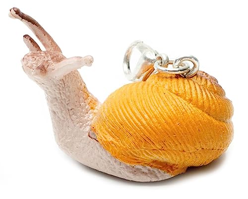 Miniblings Schnecke Charm Zipper Pull Anhänger Weinbergschnecke beige orange- Handmade Modeschmuck I Kettenanhänger versilbert - Bettelanhänger Bettelarmband - Anhänger für Armband