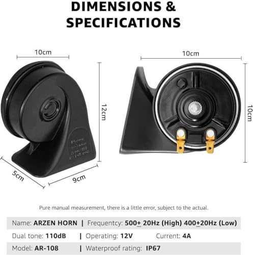 Image of HORN Hyundai Creta car Sound (Low + High) Compatible PACK of 2 dual tone (CRETA BLACK HORN)