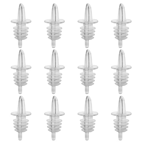 eispap Plastic Liquor Bottle Pourers Black- 12 Pack Classic Bottle Pourers for Alcohol, Leak-Proof,...
