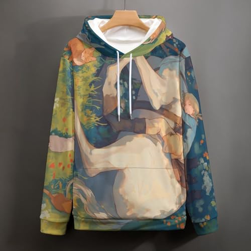 Sweatshirt pullover fille chat cheval blanc sweat à capuche manches longues S